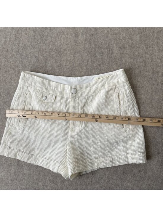 Rag & Bone 3" Shorts Womens 8 Cream Seersucker Mid Rise Cotton Nylon Lined - Picture 4 of 10
